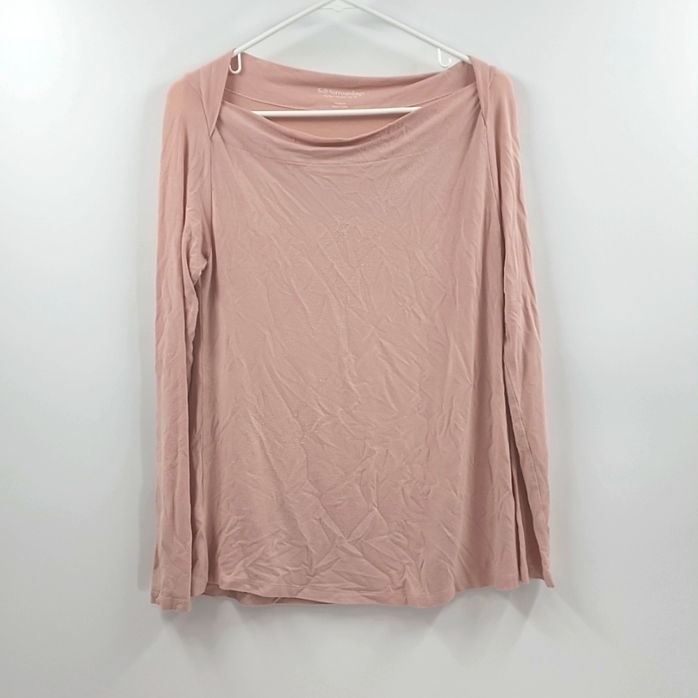 Soft surroundings pale pink long-sleeved top - Picture 1 of 5